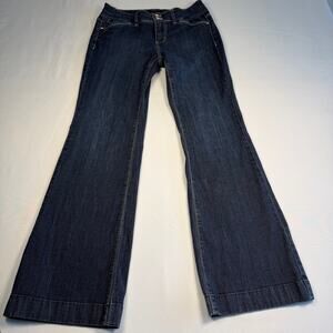 White House Black Market Blanc Jeans Size 4S Blue Trouser Leg Dark Wash wide leg